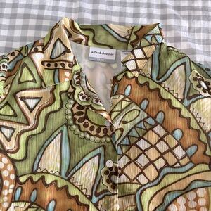 Alfred Dunner Women’s Green Button Up Blouse
